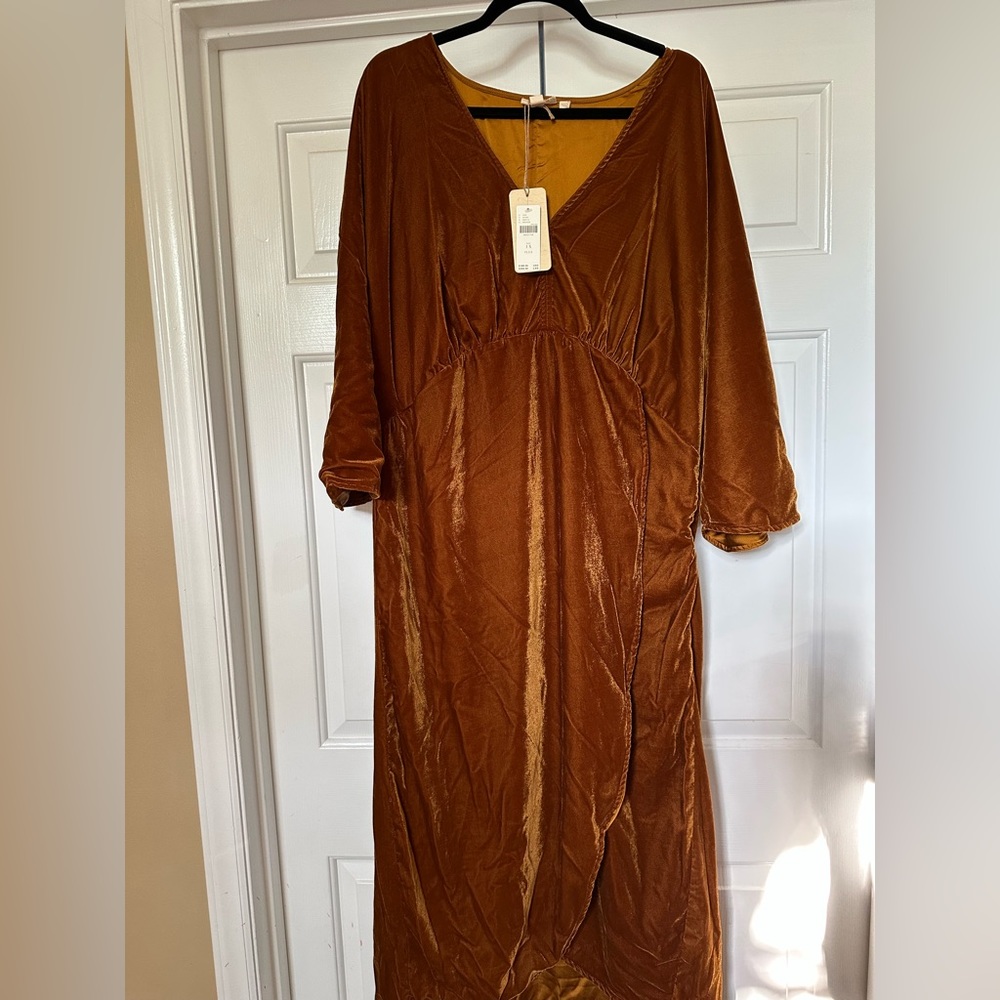 Anthropologie Plus 1X velvet asymmetrical dress